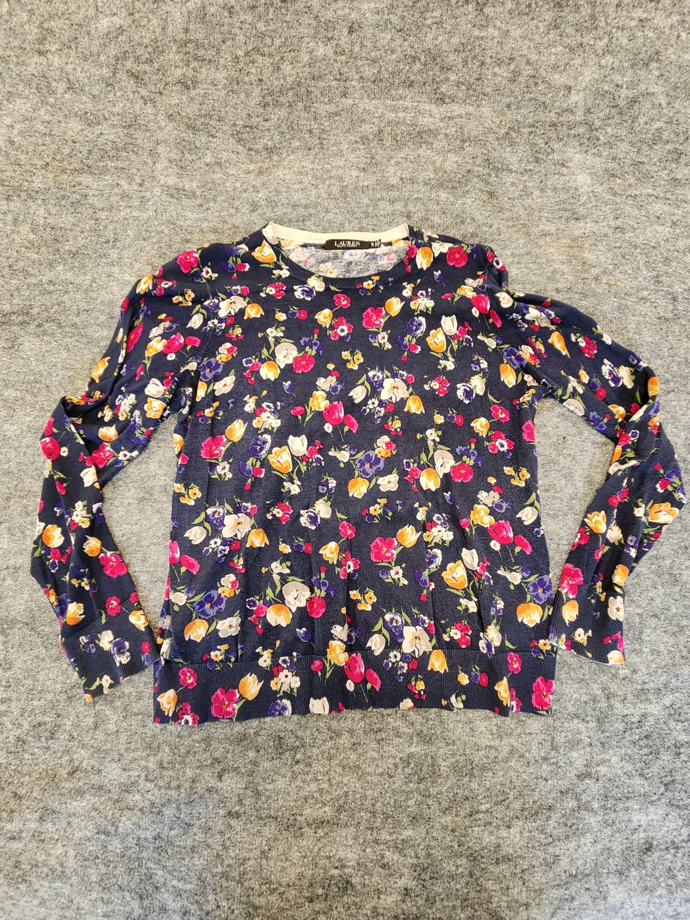Lauren Ralph Lauren Navy Floral Cotton FT Navy Floral Long-Sleeve Crewneck XL